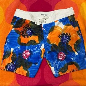 MR Turk men's Blue & Orange Floral Swim Trunks